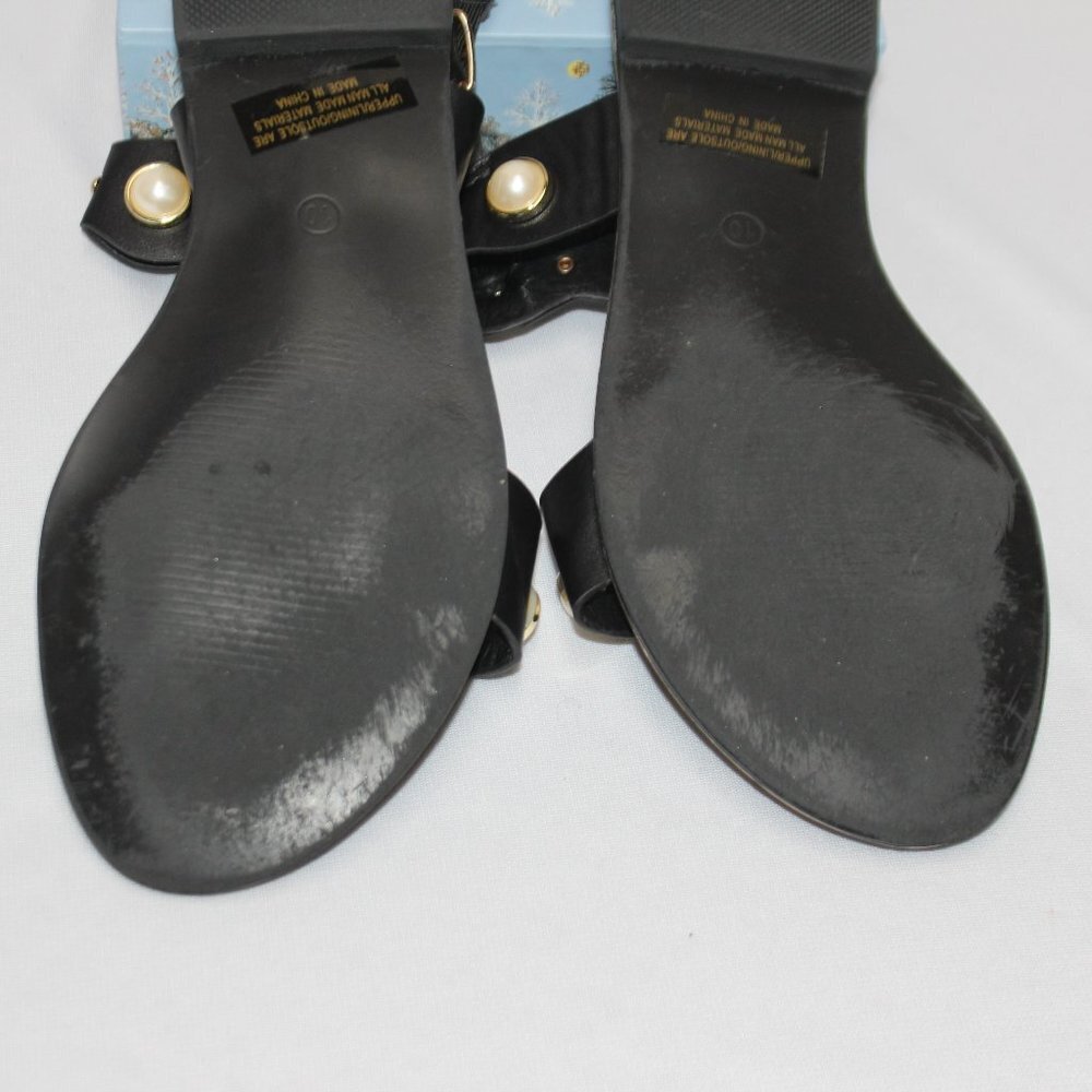 Extreme by Eddie Marc Black Sandals with Golden and Faux Pearl Accents - Picture 9 of 9